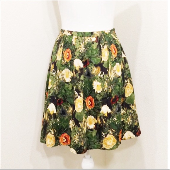 Jack By BB Dakota Green Floral Pleated Skirt - Picture 2 of 8